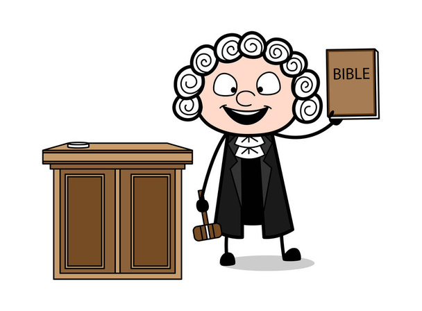 Cartoon magistrate toont een bijbelboek vector illustratie - Vector, afbeelding