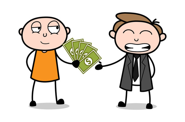 Offering Money to The Lawyer - Cartoon thief criminal Guy Vector - Vector, Image