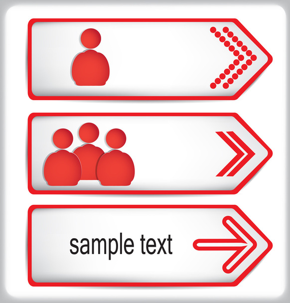 Red figures of people on the arrows of the paper. - Vector, Image