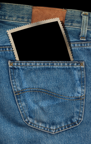 Mavi Jeans cebinde fotoğraf - Fotoğraf, Görsel