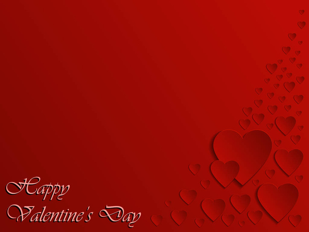 Valentine Day Heart on Red Background - Vector, imagen