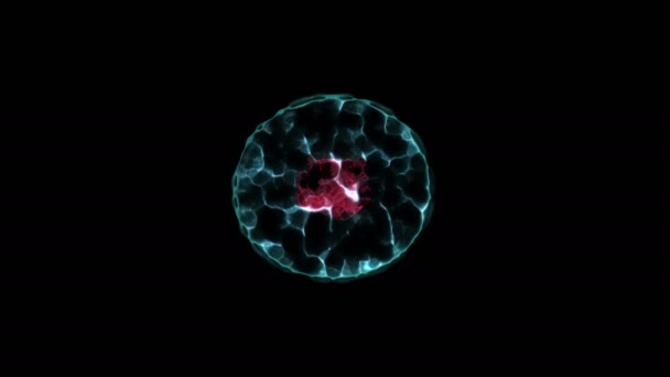 Cellules cérébrales électriques abstraites biologiquement divisées en deux sphères pour la recherche scientifique et biologique avec canal alpha inclus
 - Séquence, vidéo