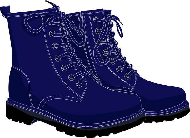 Boots blue isolated on white - Vector, Image
