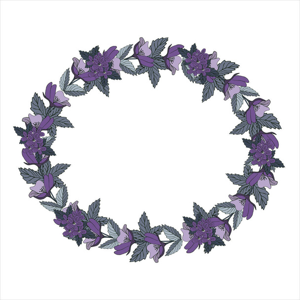 Wreath of flovers, can be used as greeting card, invitation card for wedding, birthday and other holiday and summer background - Vektör, Görsel