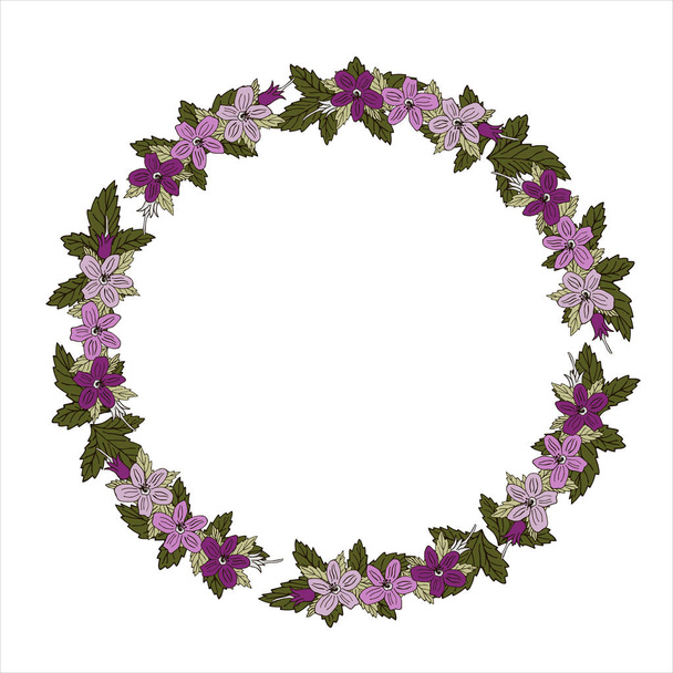 Wreath of flovers, can be used as greeting card, invitation card for wedding, birthday and other holiday and summer background - Vektor, kép