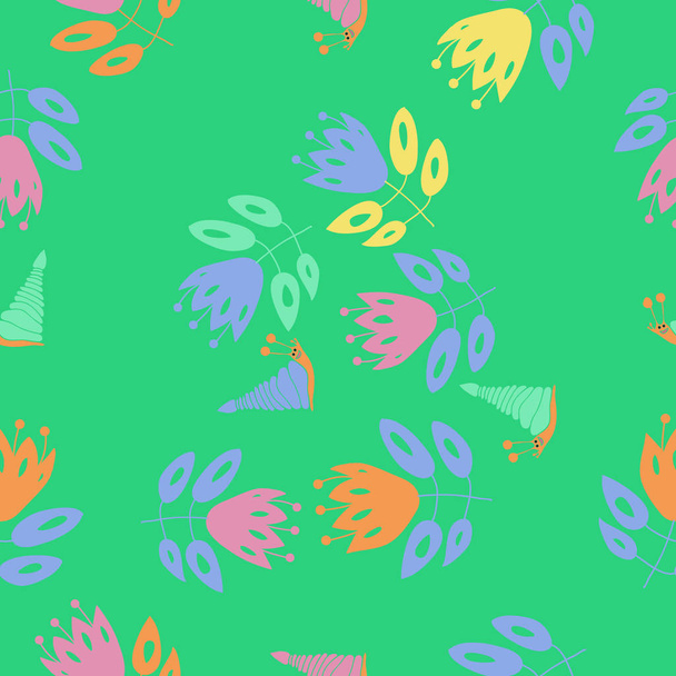 artistic flowers seamless pattern, vector illustration - Διάνυσμα, εικόνα