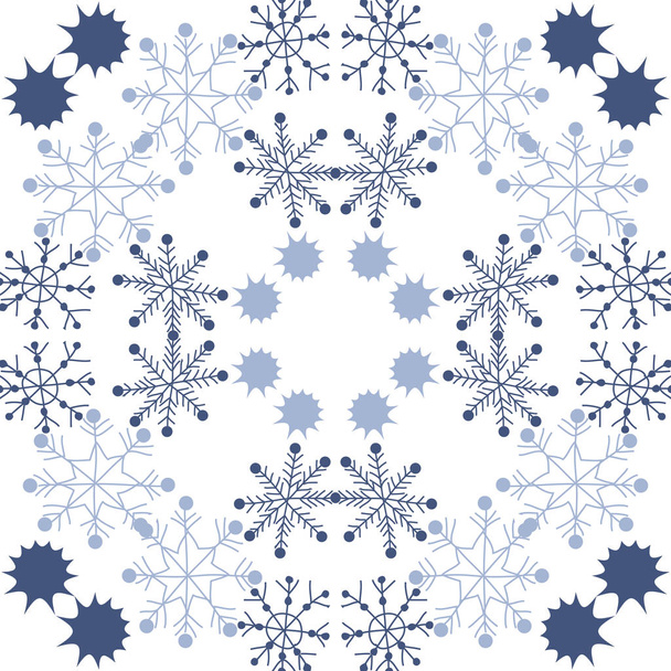 Seamless pattern with colorful snowflakes, vector background - Vektör, Görsel