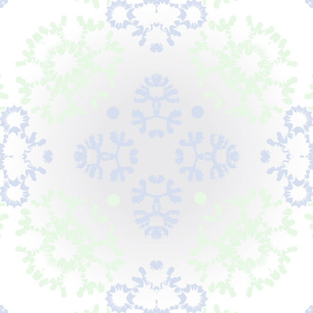 Circular pattern of abstract motif with snowflakes. Winter theme  - Vetor, Imagem