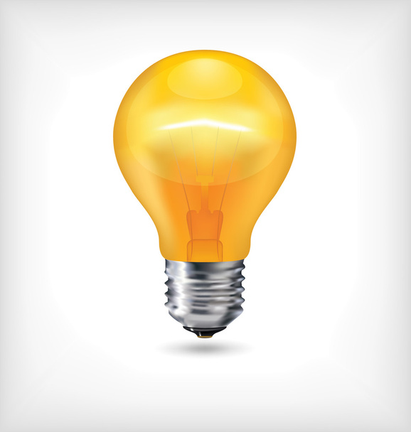 Glossy Light Bulb - Yellow Incandescent Realistic Light - Vector, Image