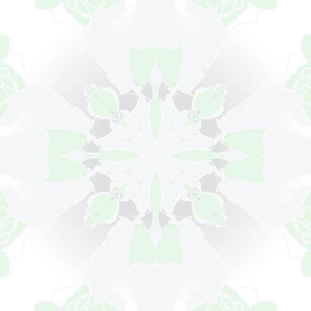 Circular seamless pattern of floral motif, waves, spots, buds. - Vector, afbeelding