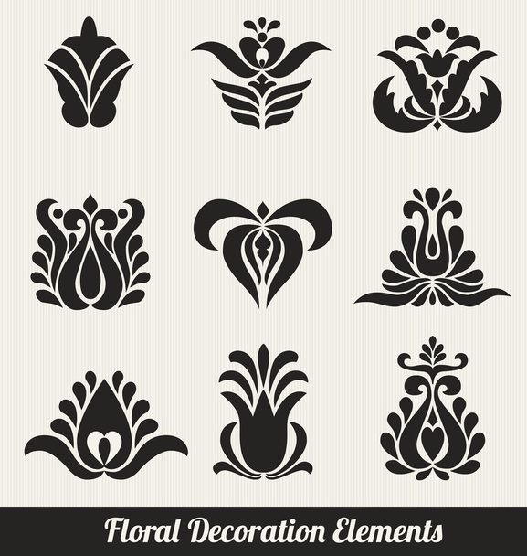 Floral Decoration Elements - Stylized Flowers - Διάνυσμα, εικόνα