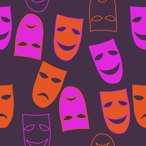 Abstract seamless pattern of simple dramatic theater masks ornament - ベクター画像