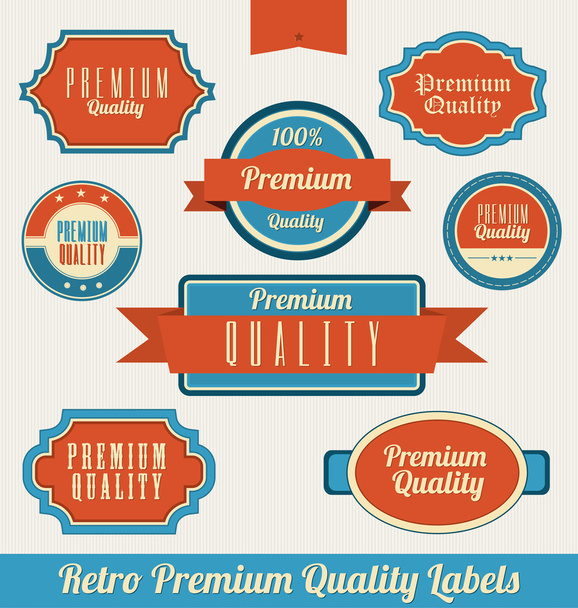 Retro Premium Quality Labels - Vektor, obrázek