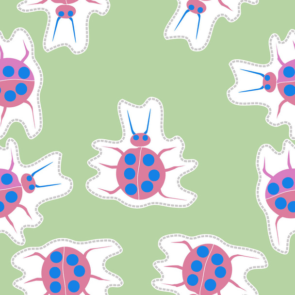 Seamless abstract pattern with beetles, vector background - Vektor, obrázek