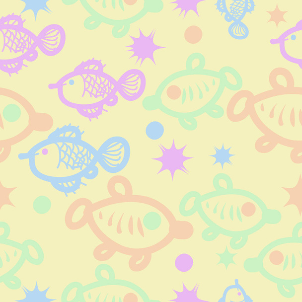Seamless abstract fish pattern, vector background - Wektor, obraz