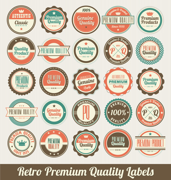 Retro Premium Quality Labels - Wektor, obraz