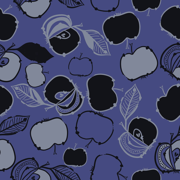 Seamless pattern with apples and leaves, vector illustration - Vektor, Bild