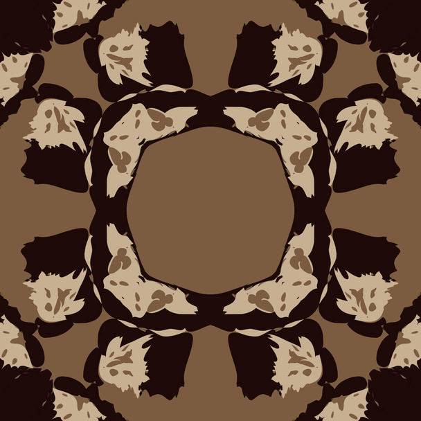 Circular seamless  pattern ofstylized flower, ellipses, spots, hole, copy space. - Vetor, Imagem