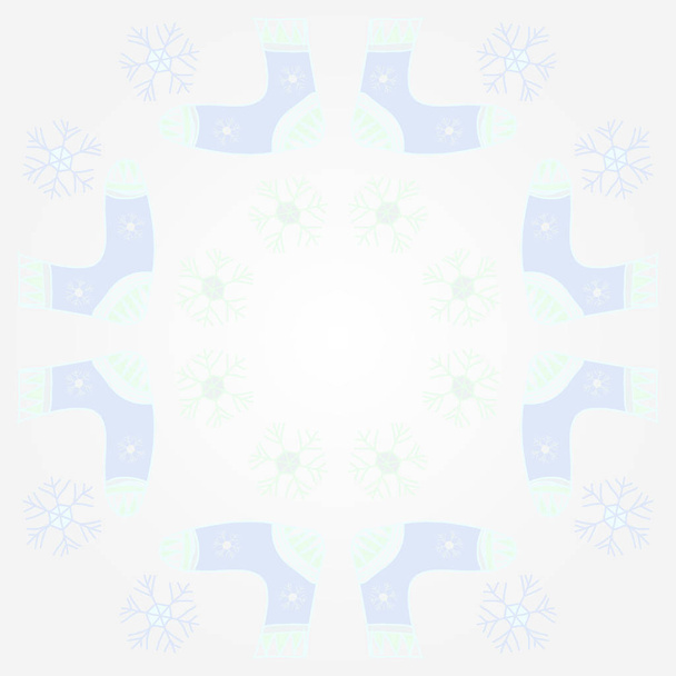 Pattern of Christmas motifs, socks, snow,halftone, seamless. - Vektor, obrázek