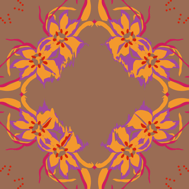 Circular  seamless pattern of  floral garland, flowers, spots, s - Wektor, obraz