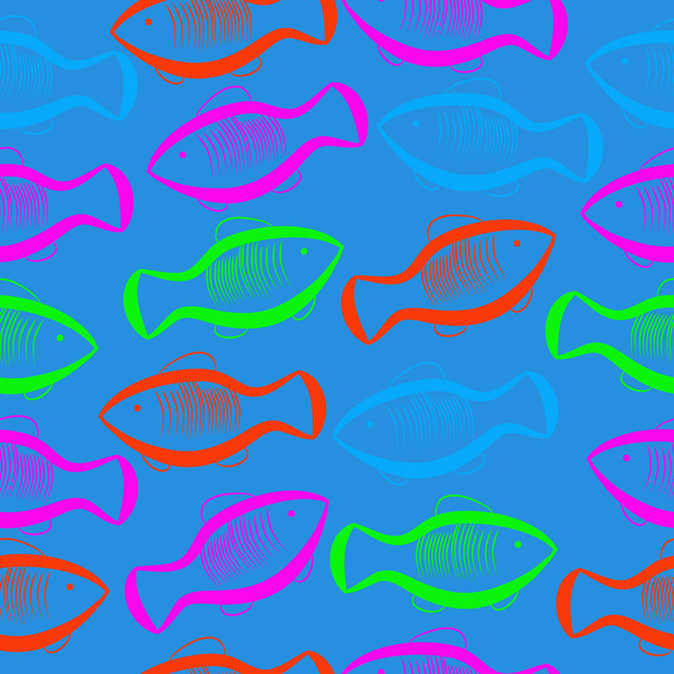 vector illustration of seamless pattern with fish - Vector, afbeelding