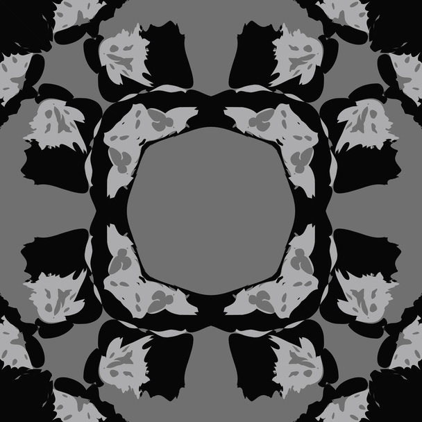 Circular seamless  pattern ofstylized flower, ellipses, spots, hole, copy space. - Vetor, Imagem