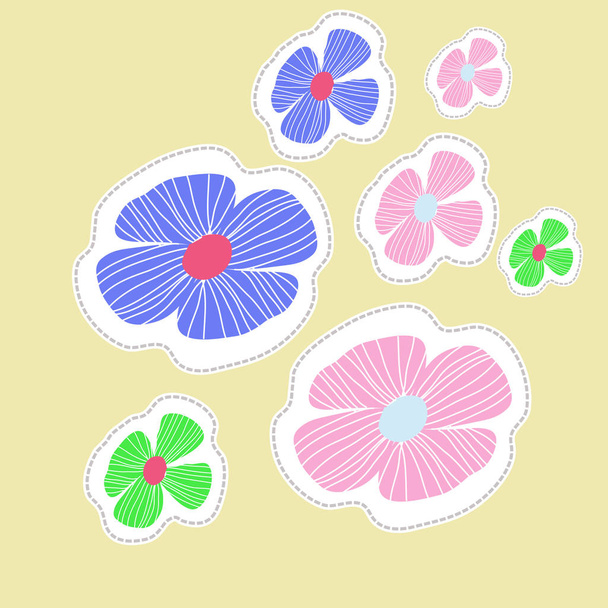artistic seamless pattern with colorful flowers, vector illustration - Vetor, Imagem