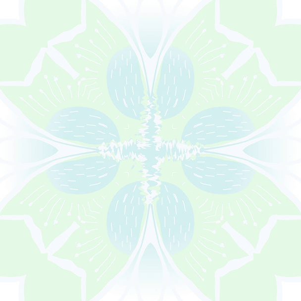 Circular seamless pattern of stylized flower, doodles, stamens - Vector, Imagen