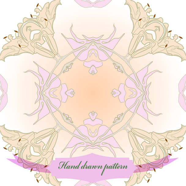 Circular seamless pattern of floral motif, flowers, leaves. - Vector, afbeelding