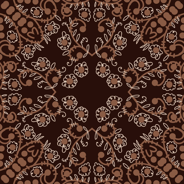 Patrón circular sin costuras de motivo floral con flores y hojas
 - Vector, Imagen