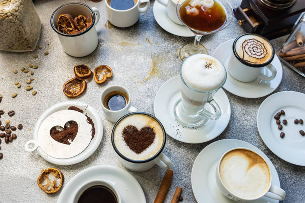 Różnorodność rodzajów napojów kawowych - Zdjęcie, obraz