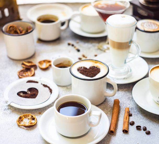 Różnorodność rodzajów napojów kawowych - Zdjęcie, obraz