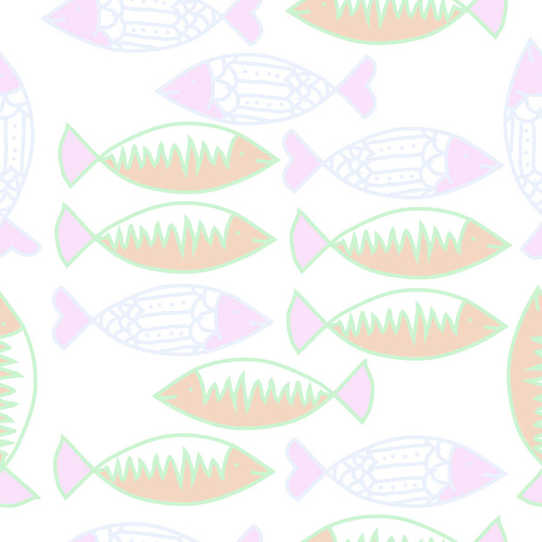 Fish seamless pattern of colored motif - Vector, Image