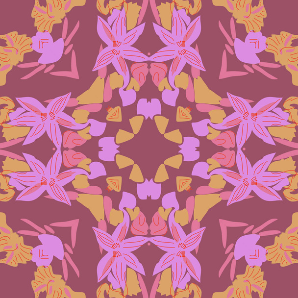 Circular seamless pattern with floral motif, copy space - Wektor, obraz