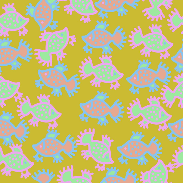 Abstract seamless pattern of simple fish ornament - Vector, Image