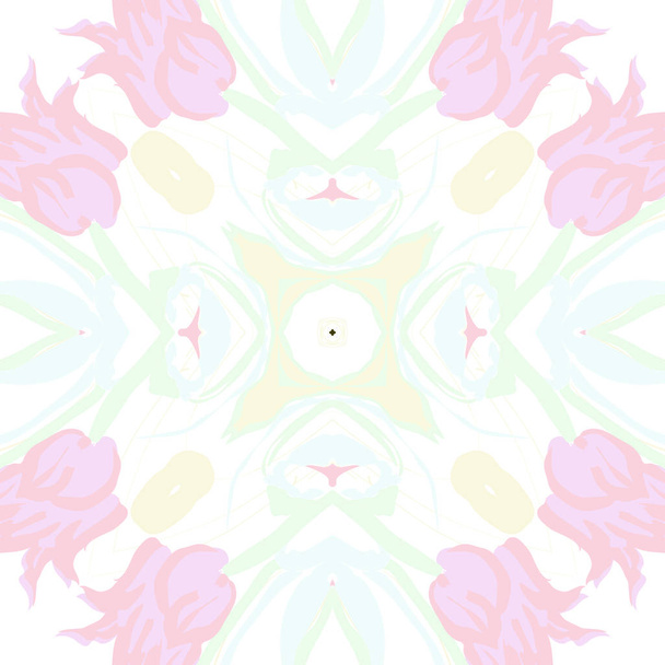 Circular seamless pattern of floral motif with tulips  - Wektor, obraz