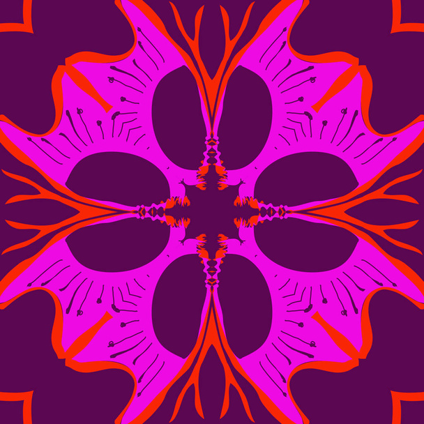 Circular seamless pattern of abstract stylized flower - Vektör, Görsel