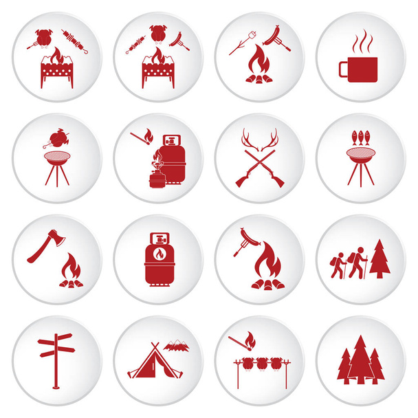 Conjunto de iconos de equipo de viaje y camping
 - Vector, imagen