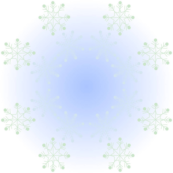 Circular seamless pattern of colored motifs with snowflakes, simply vector illustration - Διάνυσμα, εικόνα