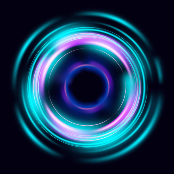 Magic circle light effects. Illustration isolated on dark background. Mystical portal. Bright sphere lens. Rotating lines. Glow ring. Magic neon ball. Vector. Eps10 - Vector, Image