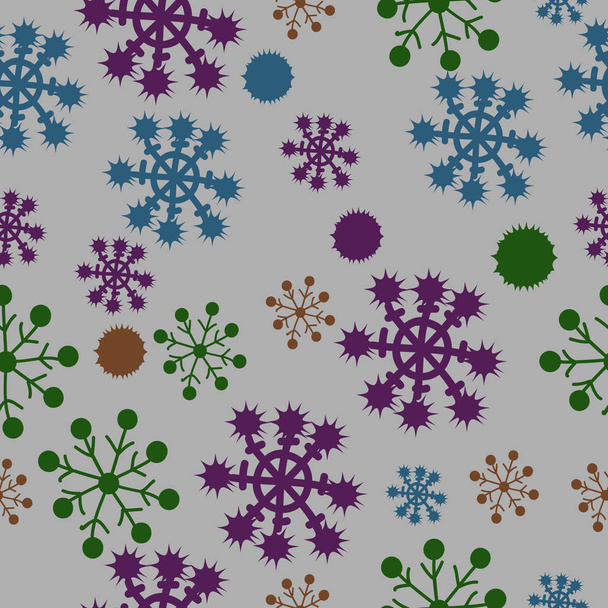 Snowy seamless pattern of colored motif - Вектор,изображение