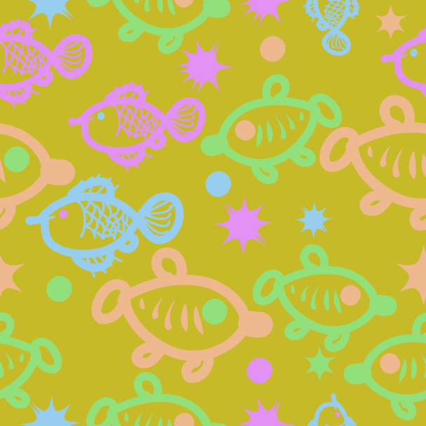 Seamless abstract fish pattern, vector background - Vettoriali, immagini