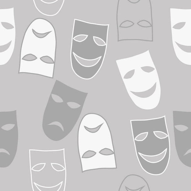Abstract seamless pattern of simple dramatic theater masks ornament - ベクター画像