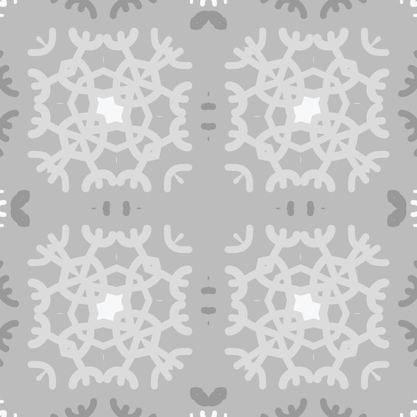 Circular  seamless pattern ot winter theme, snowflakes, ellipses ,spots, stars.  - Wektor, obraz