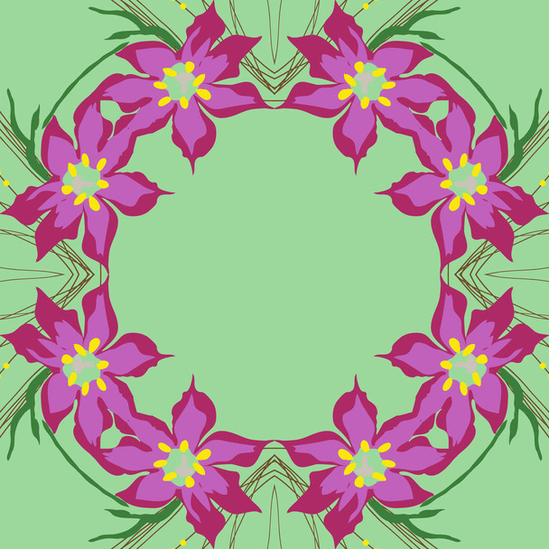 Circular seamless pattern with floral motif, copy space - Vektör, Görsel