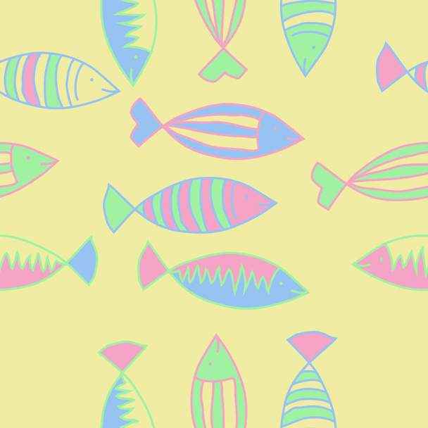 Seamless pattern of abstract simple fishes - Vektori, kuva