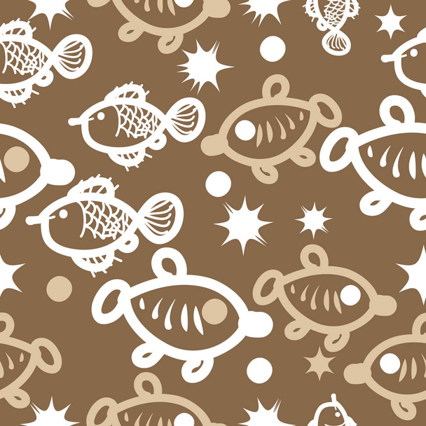 Seamless abstract fish pattern, vector background - Vector, Imagen
