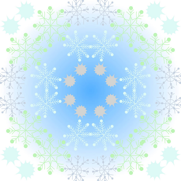 Seamless pattern with colorful snowflakes, vector background - Vektör, Görsel