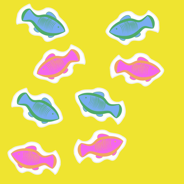 Seamless pattern of abstract simple fishes - Вектор,изображение