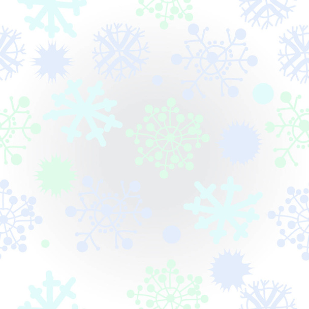 Seamless  pattern of decorative motif, doodles,snowflakes, stars, ellipses. Hand drawn, winter theme. - Wektor, obraz